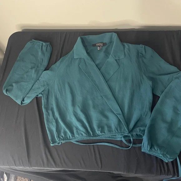 Forever 21 Teal Wrap Blouse - Picture 2 of 2